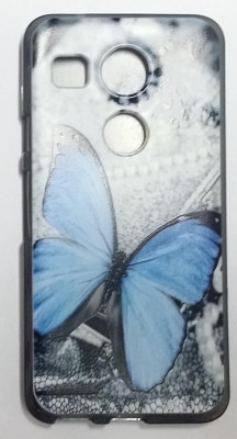 Силиконови гърбове Силиконови гърбове за LG Силиконов гръб ТПУ за LG Nexus 5X сив със синя пеперуда